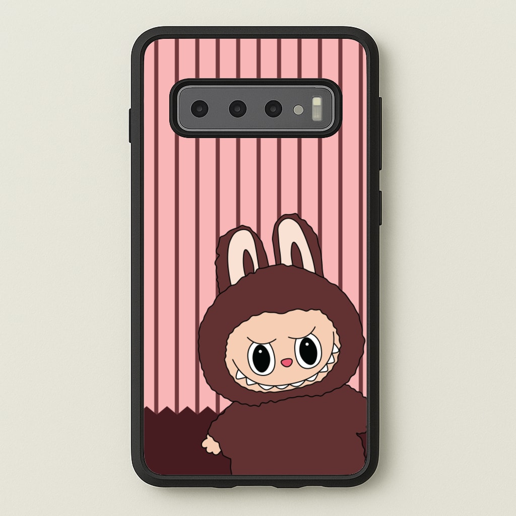 Stripey Cute Brown Monster  - Plushy Phone Case for Galaxy S10 Plus