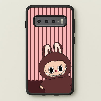 Stripey Cute Brown Monster  - Plushy Phone Case for Galaxy S10 Plus