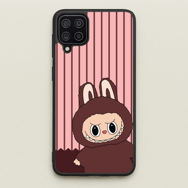 Stripey Cute Brown Monster  - Plushy Phone Case for Galaxy A12