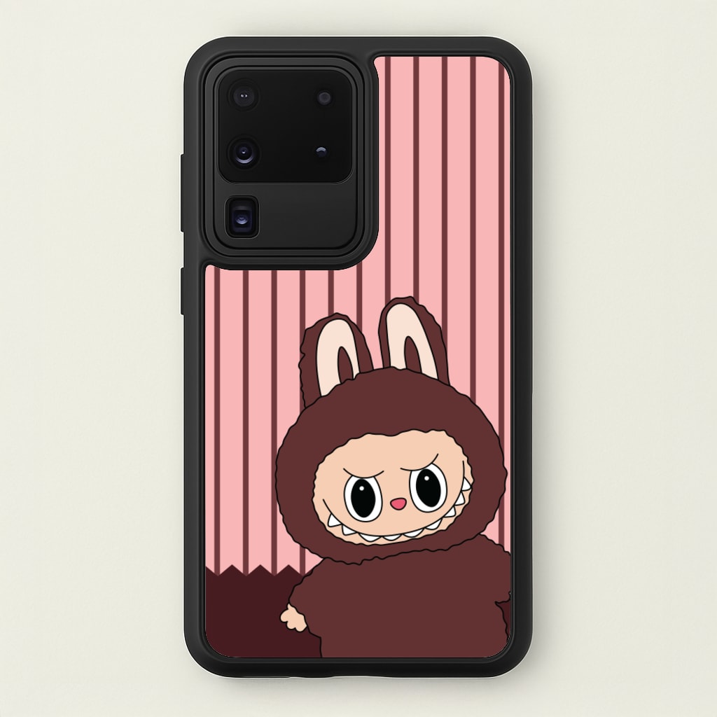 Stripey Cute Brown Monster  - Plushy Phone Case for Galaxy S20 Ultra