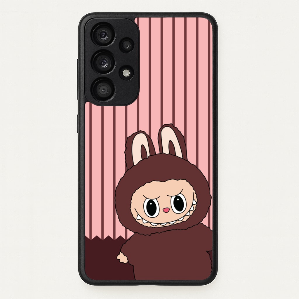Stripey Cute Brown Monster  - Plushy Phone Case for Galaxy A53
