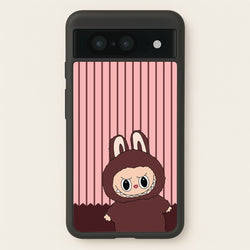 Stripey Cute Brown Monster  - Plushy Phone Case for Google Pixel 8