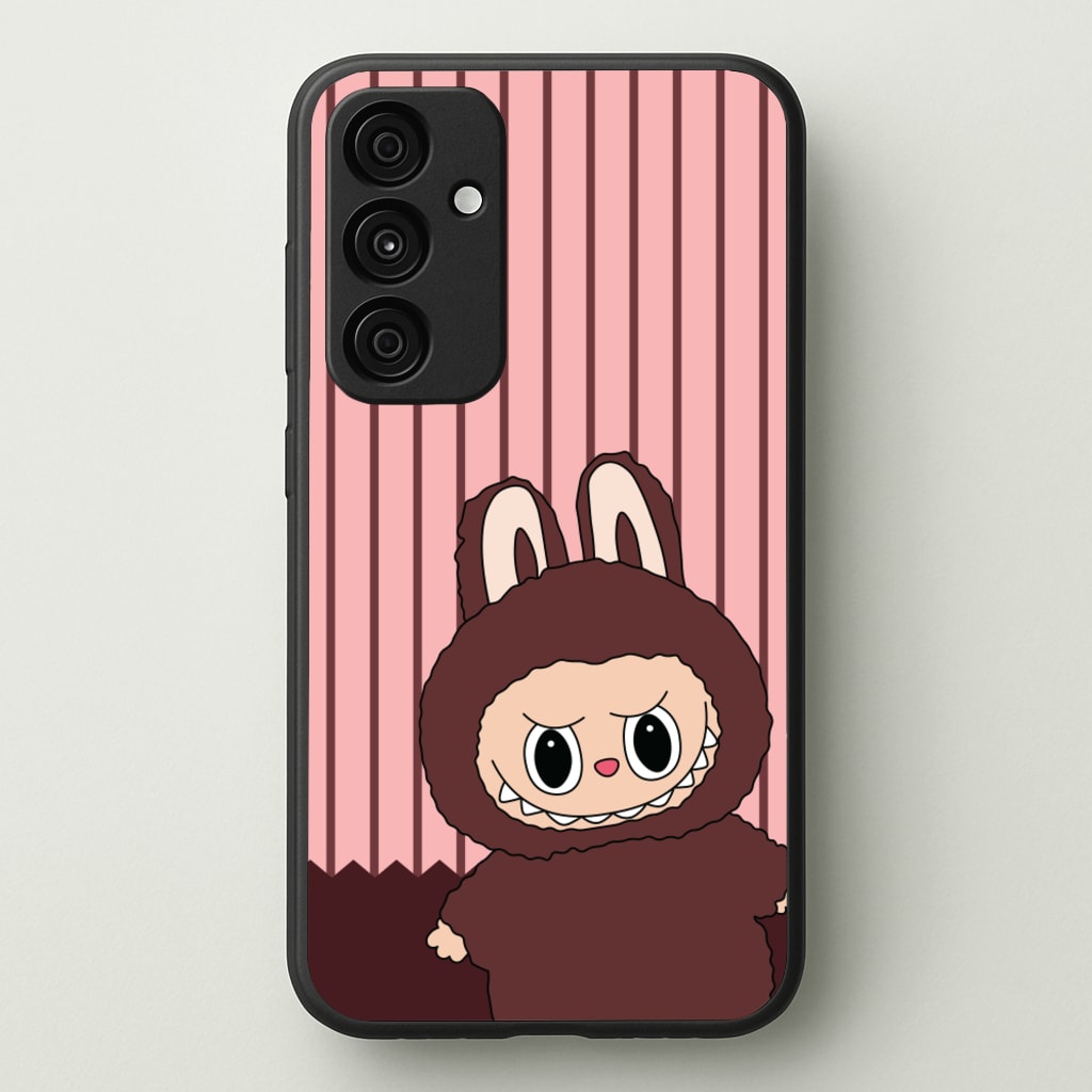Stripey Cute Brown Monster  - Plushy Phone Case for Galaxy A55