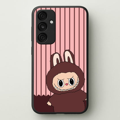 Stripey Cute Brown Monster  - Plushy Phone Case for Galaxy A55