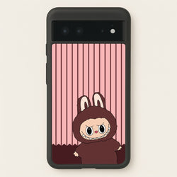 Stripey Cute Brown Monster  - Plushy Phone Case for Google Pixel 6