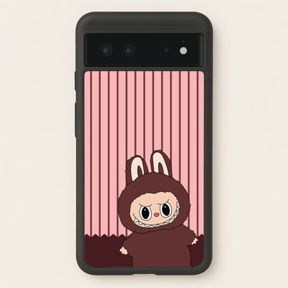 Stripey Cute Brown Monster  - Plushy Phone Case for Google Pixel 6