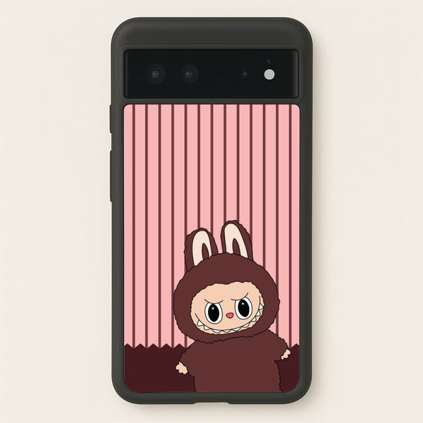 Stripey Cute Brown Monster  - Plushy Phone Case for Google Pixel 6
