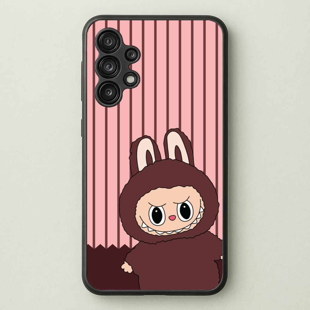 Stripey Cute Brown Monster  - Plushy Phone Case for Galaxy A13