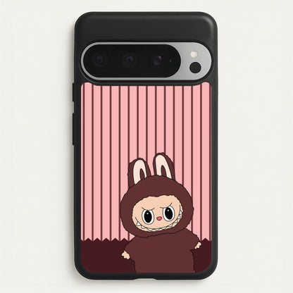 Stripey Cute Brown Monster  - Plushy Phone Case for Google Pixel 9 Pro XL