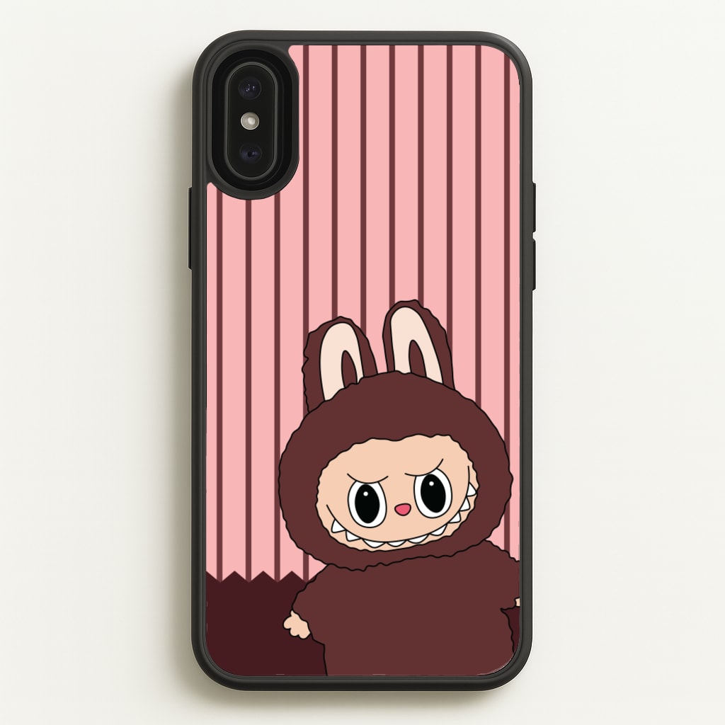 Stripey Cute Brown Monster  - Plushy Phone Case for iPhone XS Max