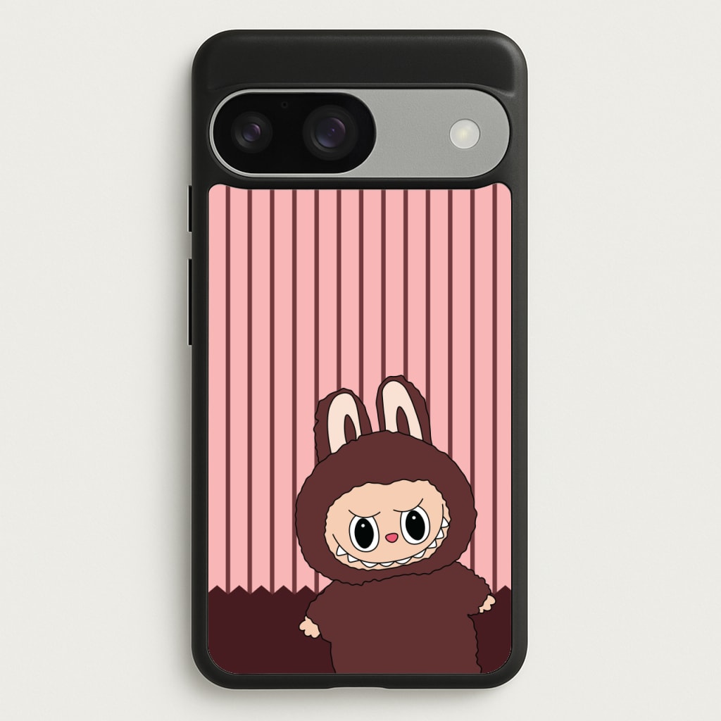 Stripey Cute Brown Monster  - Plushy Phone Case for Google Pixel 9 / 9 Pro