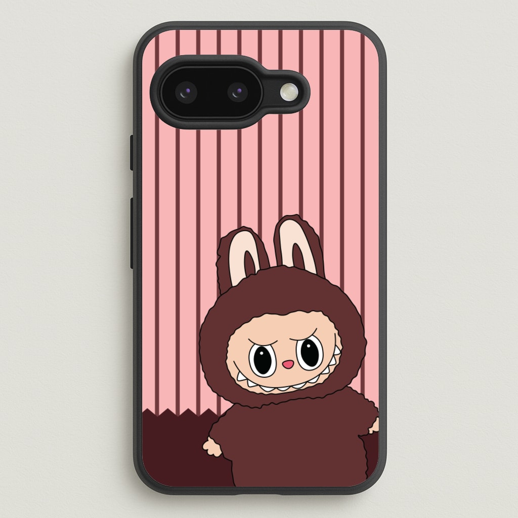 Stripey Cute Brown Monster  - Plushy Phone Case for Google Pixel 9a