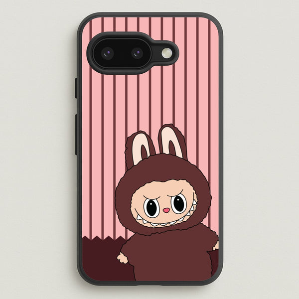 Stripey Cute Brown Monster  - Plushy Phone Case for Google Pixel 9a