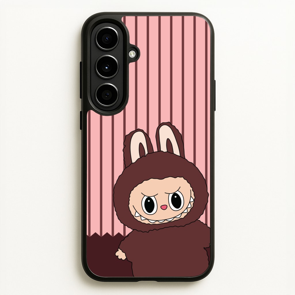 Stripey Cute Brown Monster  - Plushy Phone Case for Galaxy A56