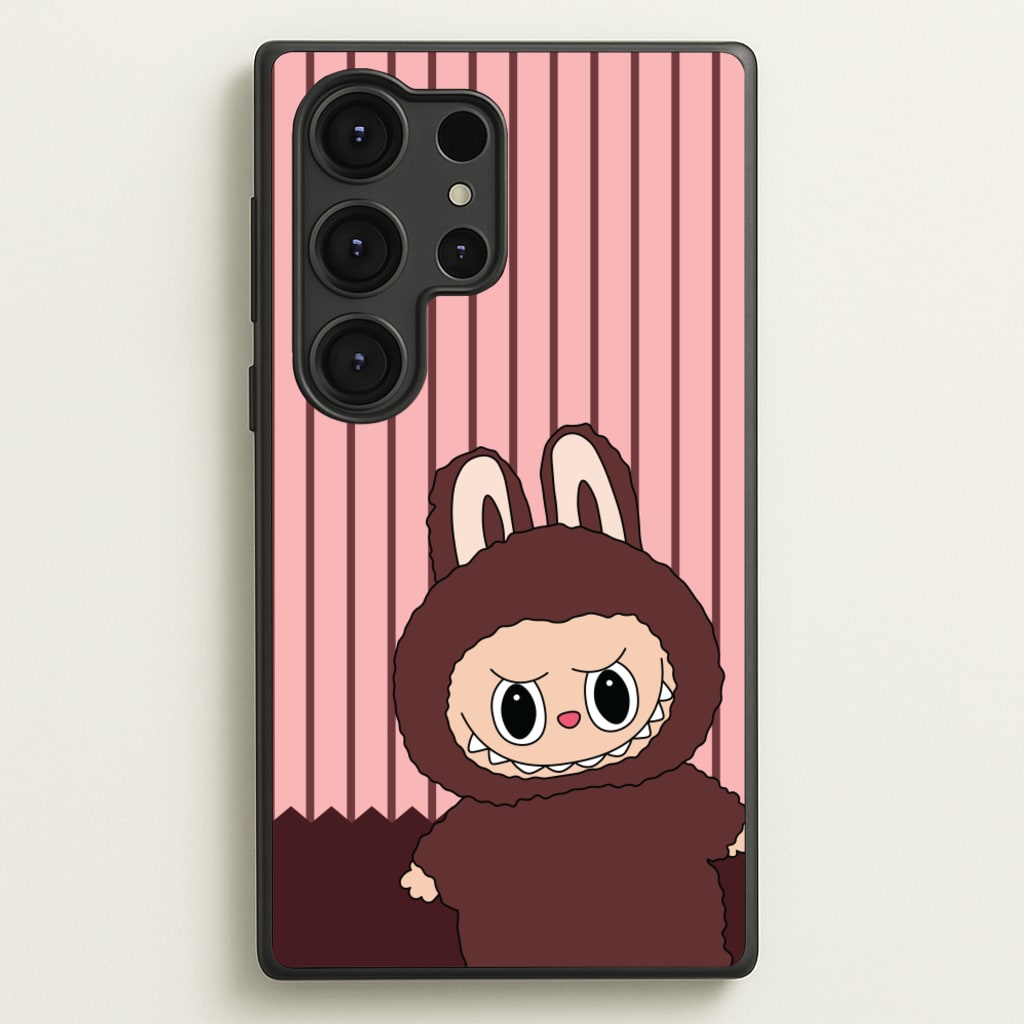 Stripey Cute Brown Monster  - Plushy Phone Case for Galaxy S25 Ultra