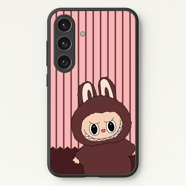 Stripey Cute Brown Monster  - Plushy Phone Case for Galaxy S24