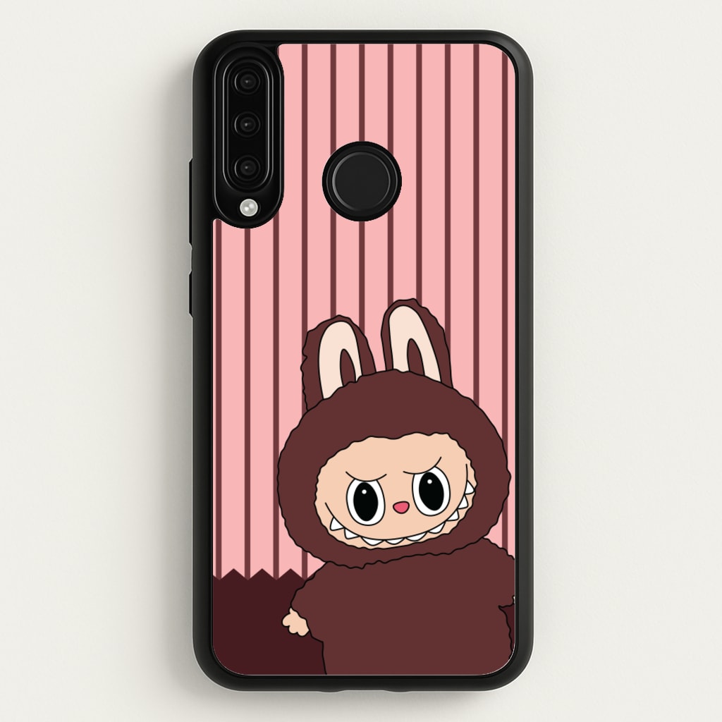 Stripey Cute Brown Monster  - Plushy Phone Case for Huawei P30 Lite