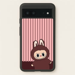 Stripey Cute Brown Monster  - Plushy Phone Case for Google Pixel 7