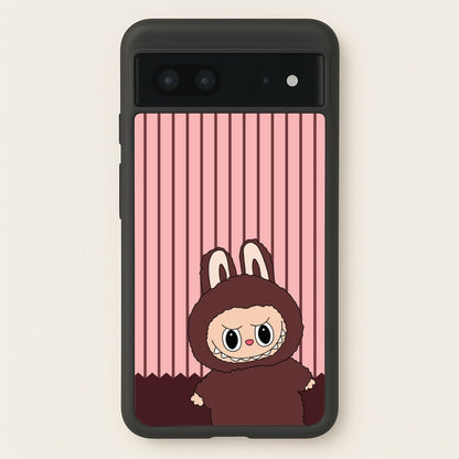 Stripey Cute Brown Monster  - Plushy Phone Case for Google Pixel 7