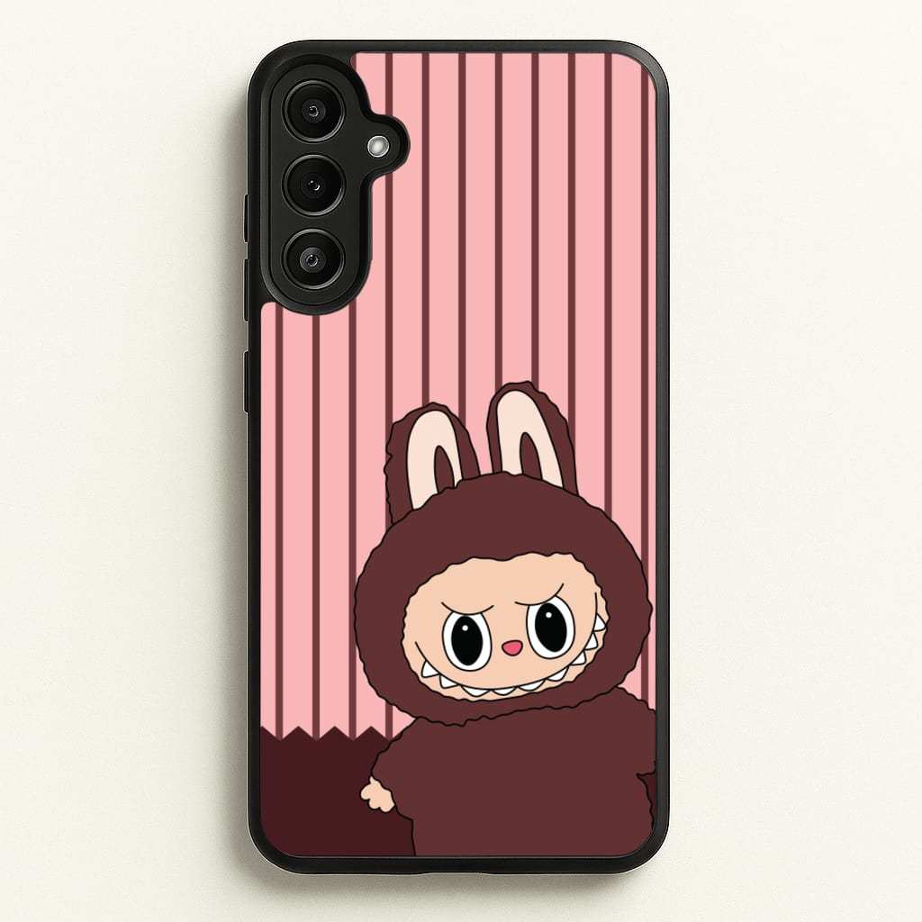 Stripey Cute Brown Monster  - Plushy Phone Case for Galaxy A34