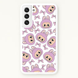 Cute Purple Monster And Bows Pattern  - Plushy Phone Case for Galaxy S21