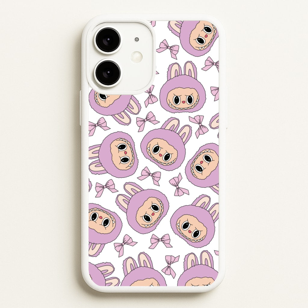 Cute Purple Monster And Bows Pattern  - Plushy Phone Case for iPhone 11