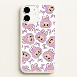Cute Purple Monster And Bows Pattern  - Plushy Phone Case for iPhone 11