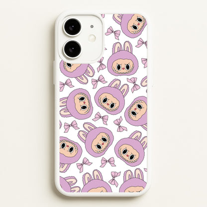 Cute Purple Monster And Bows Pattern  - Plushy Phone Case for iPhone 11