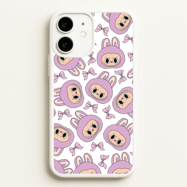 Cute Purple Monster And Bows Pattern  - Plushy Phone Case for iPhone 11