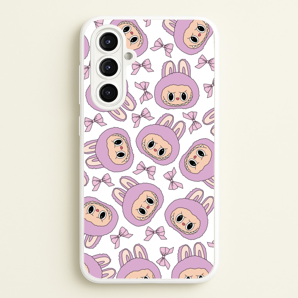 Cute Purple Monster And Bows Pattern  - Plushy Phone Case for Galaxy A16