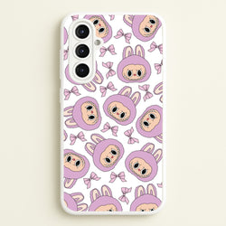 Cute Purple Monster And Bows Pattern  - Plushy Phone Case for Galaxy A16
