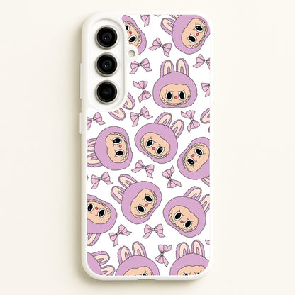 Cute Purple Monster And Bows Pattern  - Plushy Phone Case for Galaxy A56