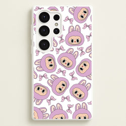 Cute Purple Monster And Bows Pattern  - Plushy Phone Case for Galaxy S25 Ultra