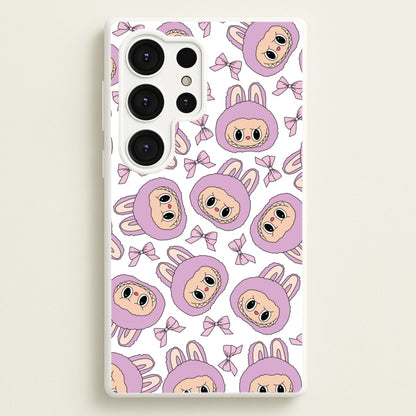 Cute Purple Monster And Bows Pattern  - Plushy Phone Case for Galaxy S25 Ultra