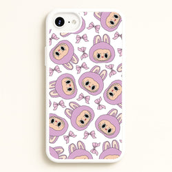 Cute Purple Monster And Bows Pattern  - Plushy Phone Case for iPhone 6 Plus / 7 Plus / 8 Plus