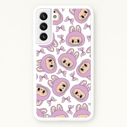 Cute Purple Monster And Bows Pattern  - Plushy Phone Case for Galaxy S21FE