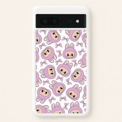Cute Purple Monster And Bows Pattern  - Plushy Phone Case for Google Pixel 7