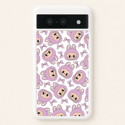 Cute Purple Monster And Bows Pattern  - Plushy Phone Case for Google Pixel 8