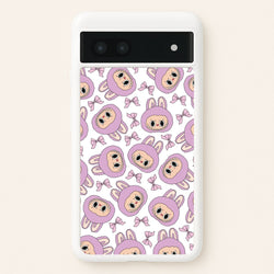 Cute Purple Monster And Bows Pattern  - Plushy Phone Case for Google Pixel 7a