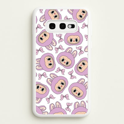 Cute Purple Monster And Bows Pattern  - Plushy Phone Case for Galaxy S10e