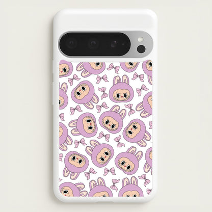 Cute Purple Monster And Bows Pattern  - Plushy Phone Case for Google Pixel 9 Pro XL