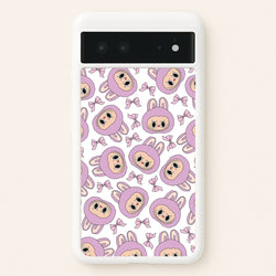 Cute Purple Monster And Bows Pattern  - Plushy Phone Case for Google Pixel 6