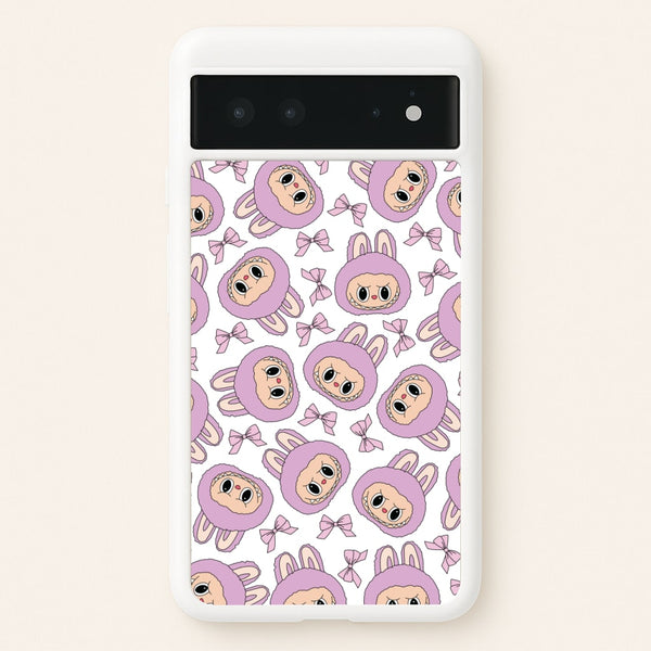 Cute Purple Monster And Bows Pattern  - Plushy Phone Case for Google Pixel 6
