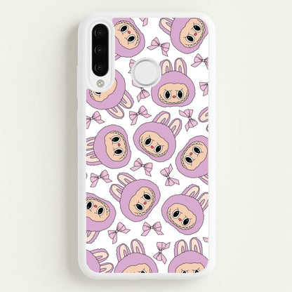 Cute Purple Monster And Bows Pattern  - Plushy Phone Case for Huawei P30 Lite