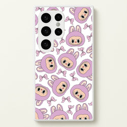 Cute Purple Monster And Bows Pattern  - Plushy Phone Case for Galaxy S24 Ultra
