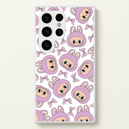 Cute Purple Monster And Bows Pattern  - Plushy Phone Case for Galaxy S24 Ultra