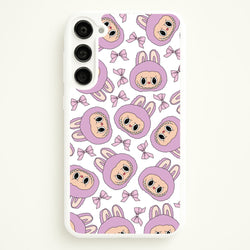 Cute Purple Monster And Bows Pattern  - Plushy Phone Case for Galaxy S23