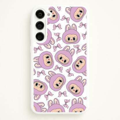 Cute Purple Monster And Bows Pattern  - Plushy Phone Case for Galaxy S23