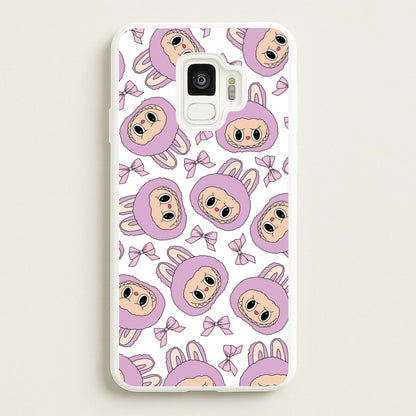Cute Purple Monster And Bows Pattern  - Plushy Phone Case for Galaxy S9