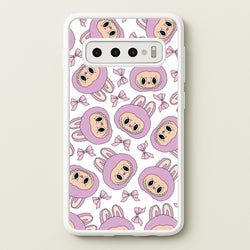 Cute Purple Monster And Bows Pattern  - Plushy Phone Case for Galaxy S10 Plus